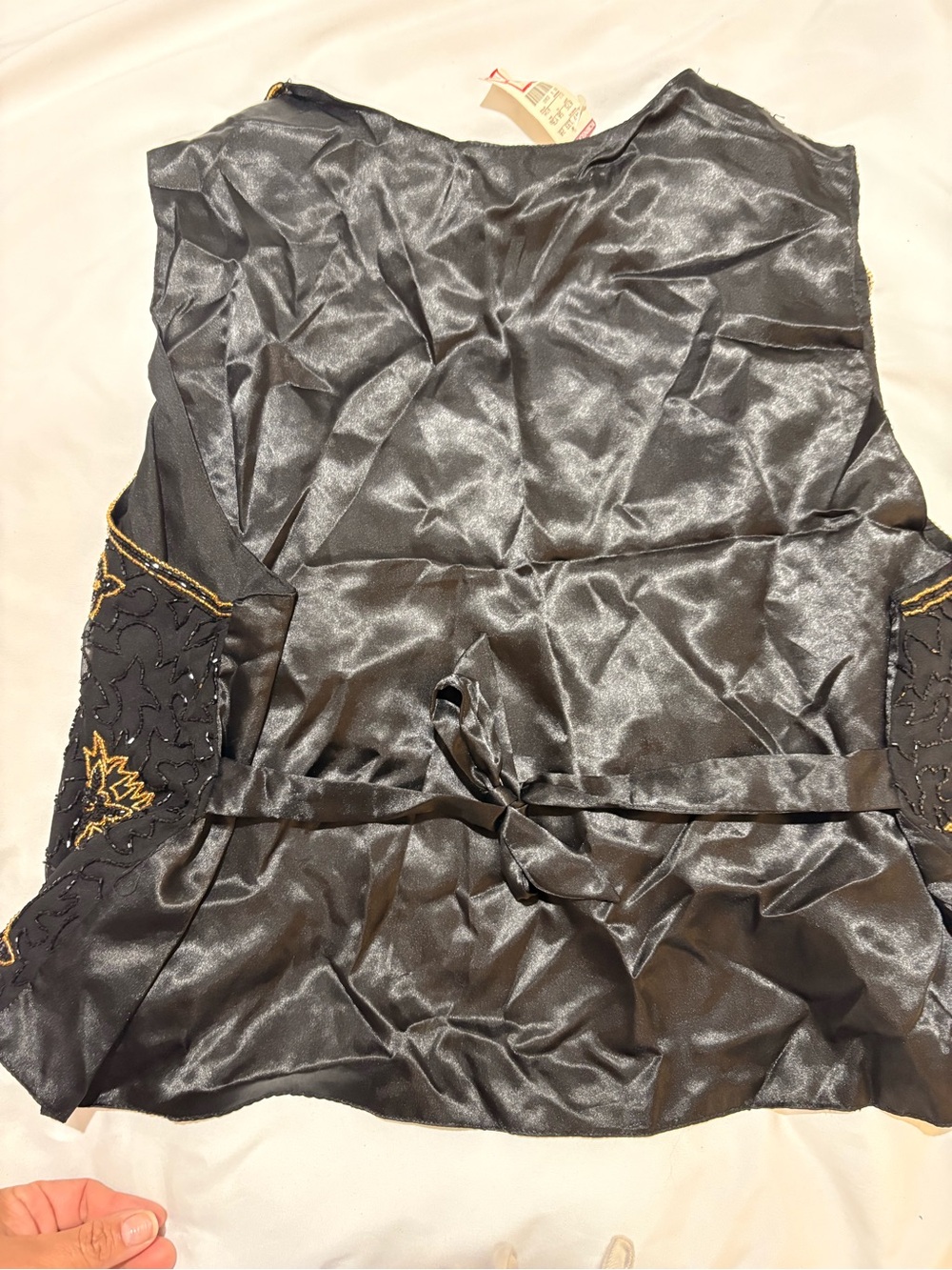 Vintage Amanda Smith Black Embroidered Gold-Trim beaded silk Vest NEW - Picture 9 of 12